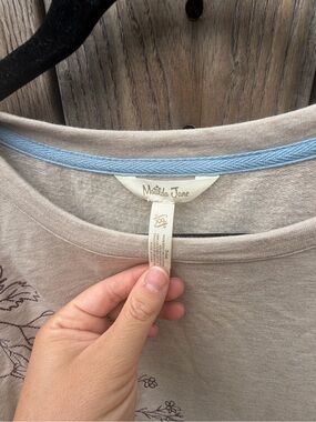 Matilda Jane Taupe Short Sleeve Tee with Pale Blue Trim